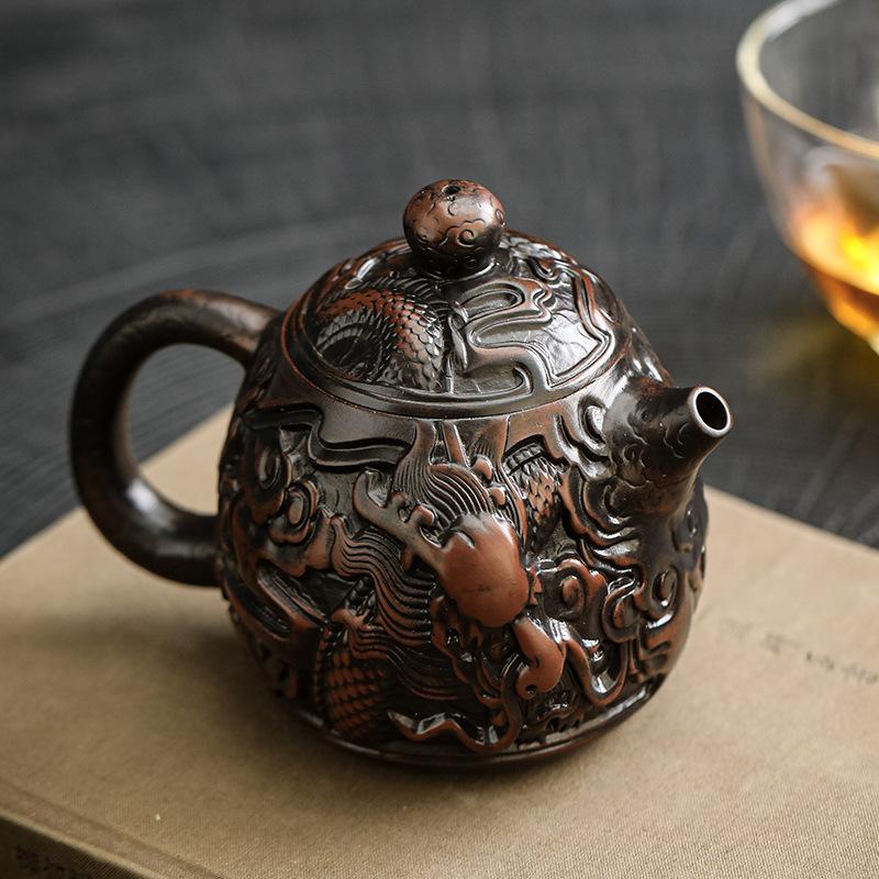 Переворачиваемый aircraft kettle, полностью вырезанный, ручная работа, фиолетовый глиняный чайник, чайный набор для церемонии Гунфу, чайник Фэнмин, чайник Сиши