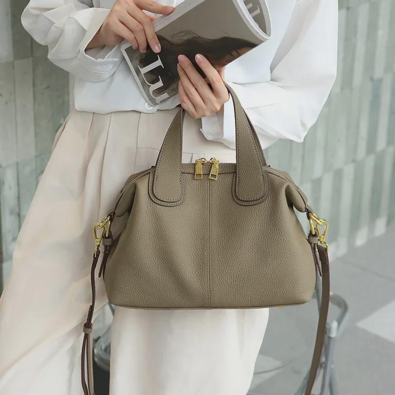 2025 Fashionable Large-Capacity Genuine Leather Crossbody Bag - Stylish Women's Handheld & Shoulder Design
