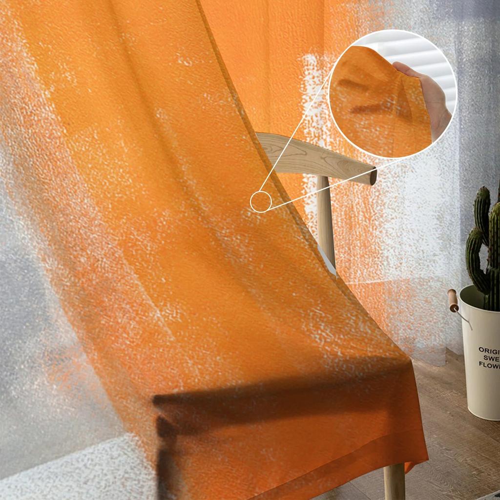 Orange Gray Abstract Texture Curtains For Bedroom Living Room Decoration Sheer Curtains