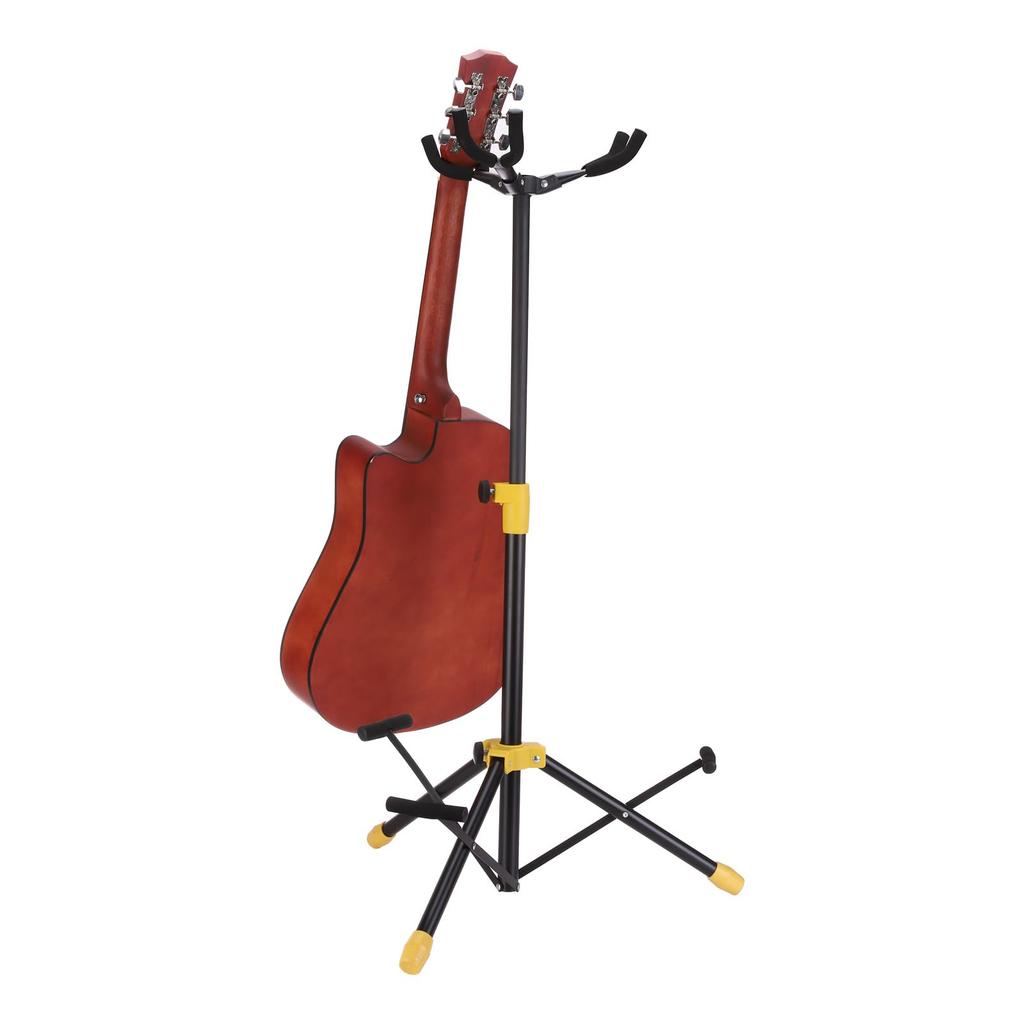 uxcell Triple Guitar Adjustable Stand for and Bass Folding Tripod Guitar Yellow Stand, Floor-Mounted, Multi-Guitar Electric, Acoustic, Guitars, Stand,