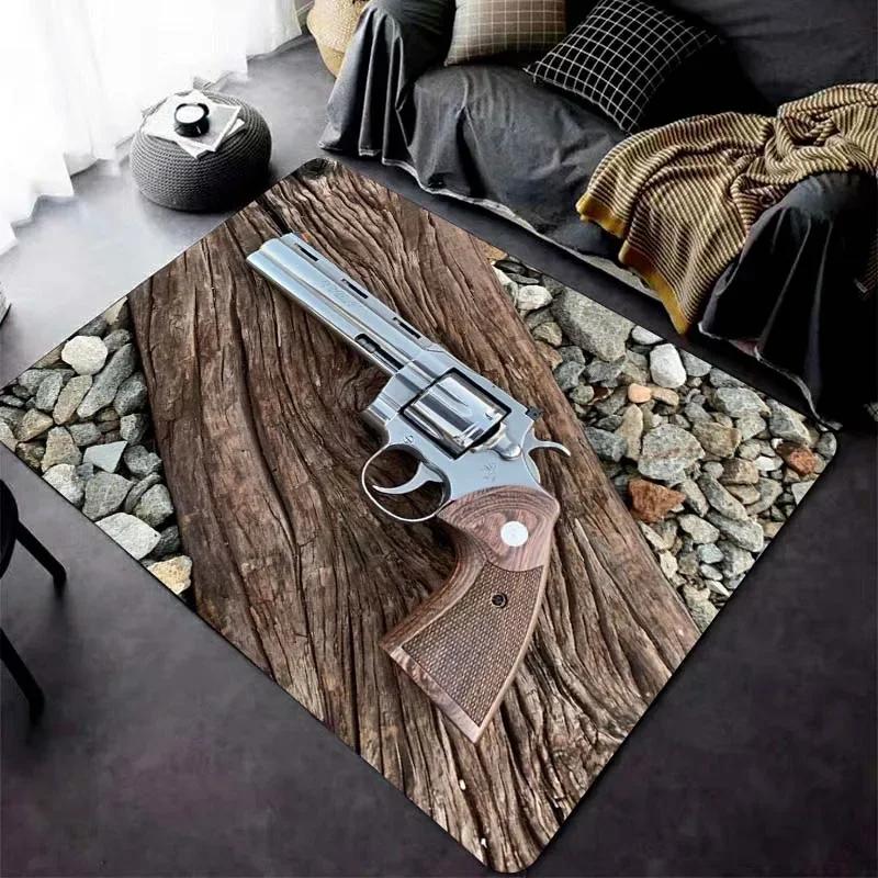 Ковер с рисунком револьвера для гостиной, игровые коврики, мягкий напольный ковер, мультяшные коврики, коврик для ванной, коврик для йоги, домашний декор