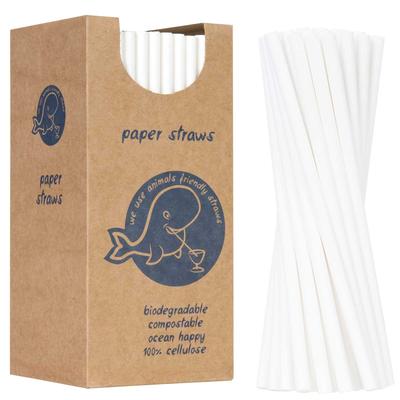 Биоразлагаемые бумажные трубочки PAPER STRAWS 6205 мм белые 250 шт.