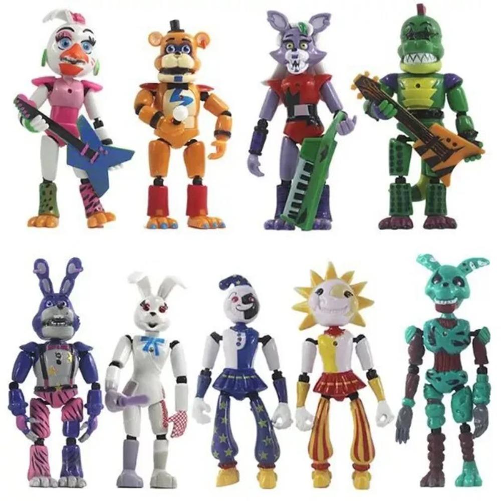 9 шт./комплект Фигурки FNAF Сандрап Подвижные суставы Милый Мишка Бонни Фокси Фигурка Действия Модели Игрушки для Детей Подарки на День Рождения