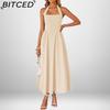 Летнее женское модное элегантное платье с широкими бретелями, халтер-вырезом и открытой спиной