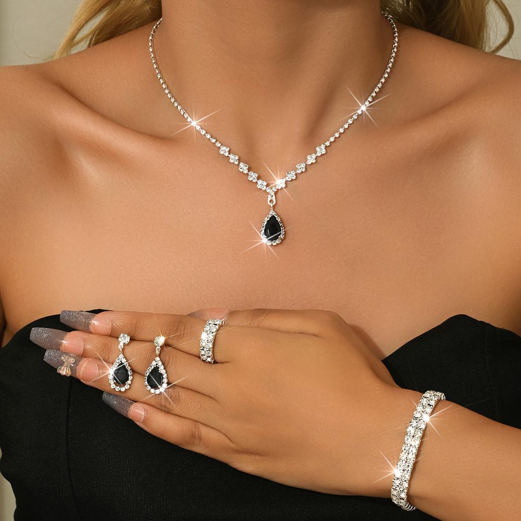Necklace And Bracelet Accessory Set - Zircon Wedding Accessories Set - Bride's Jewelry Set