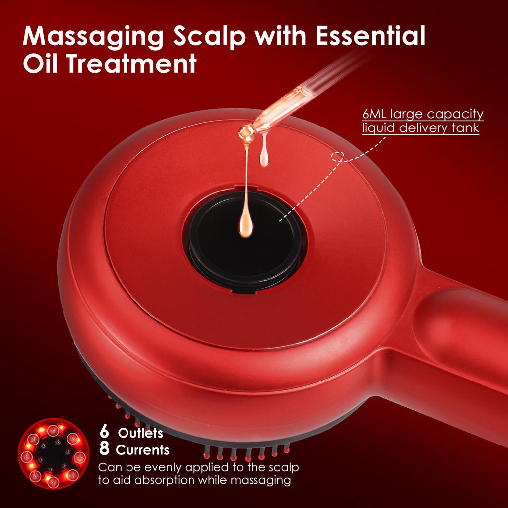 Scalp Massaging Brush, 3 In 1 Shiatsu Hair Scalp Massager, Red Light Electric Massager For Scalp , Cordless Portable Massager