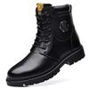 Fashion Winter Cow Leather Wool Boots for Men New Designer Soft-soled Casual Men's Cotton Shoes Fashion Warm Platform Ankle Boots Male