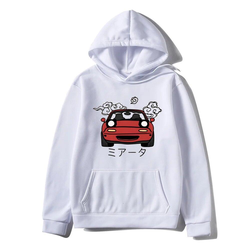 Толстовка с капюшоном в стиле аниме Initial D JDM, японская автомобильная толстовка с принтом Miata MX5, женские толстовки с круглым вырезом, пуловеры унисекс, топы, одежда унисекс
