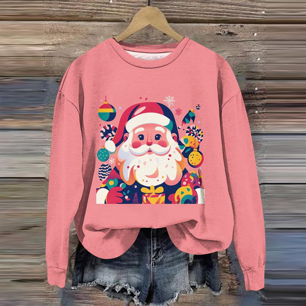 Women  Winter Tops Women's Long Sleeve Sweatshirt Casual Crewneck Loose Fit Pollover Fleece Tops