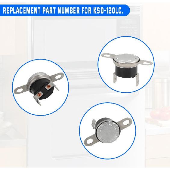 KSD-120LC Microwave Thermal Fuse Replacement for GE Microwaves for WB27X1127 120℃ Normally Closed