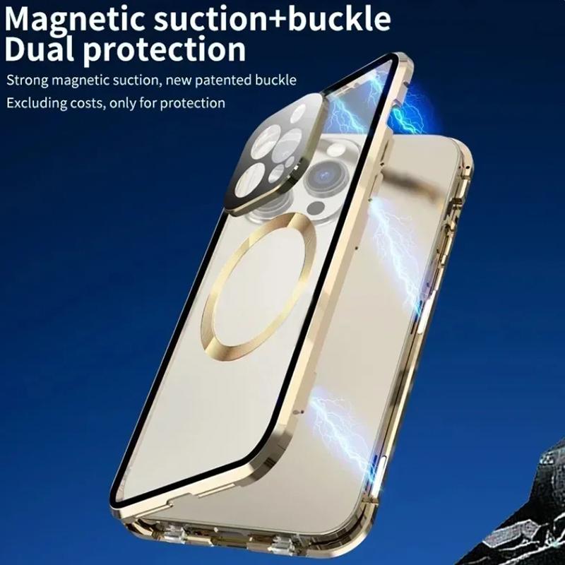 Для чехла Magsafe Для iPhone 17 16e 15 14 13 12 Pro Max Металлический Магнитный Беспроводная Зарядка Защита Линзы Двусторонняя Застежка Крышка