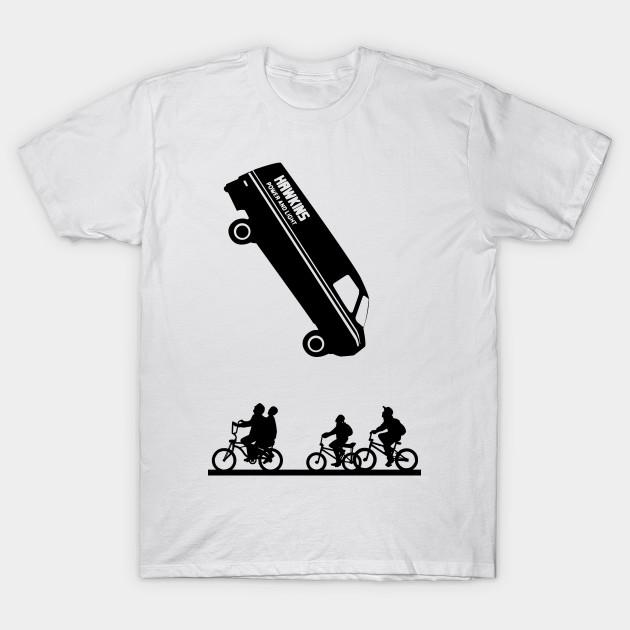 Asian Size Men Black Print T-shirt Stranger Van No-Cut Heat Transfer Print Cotton Tshirt