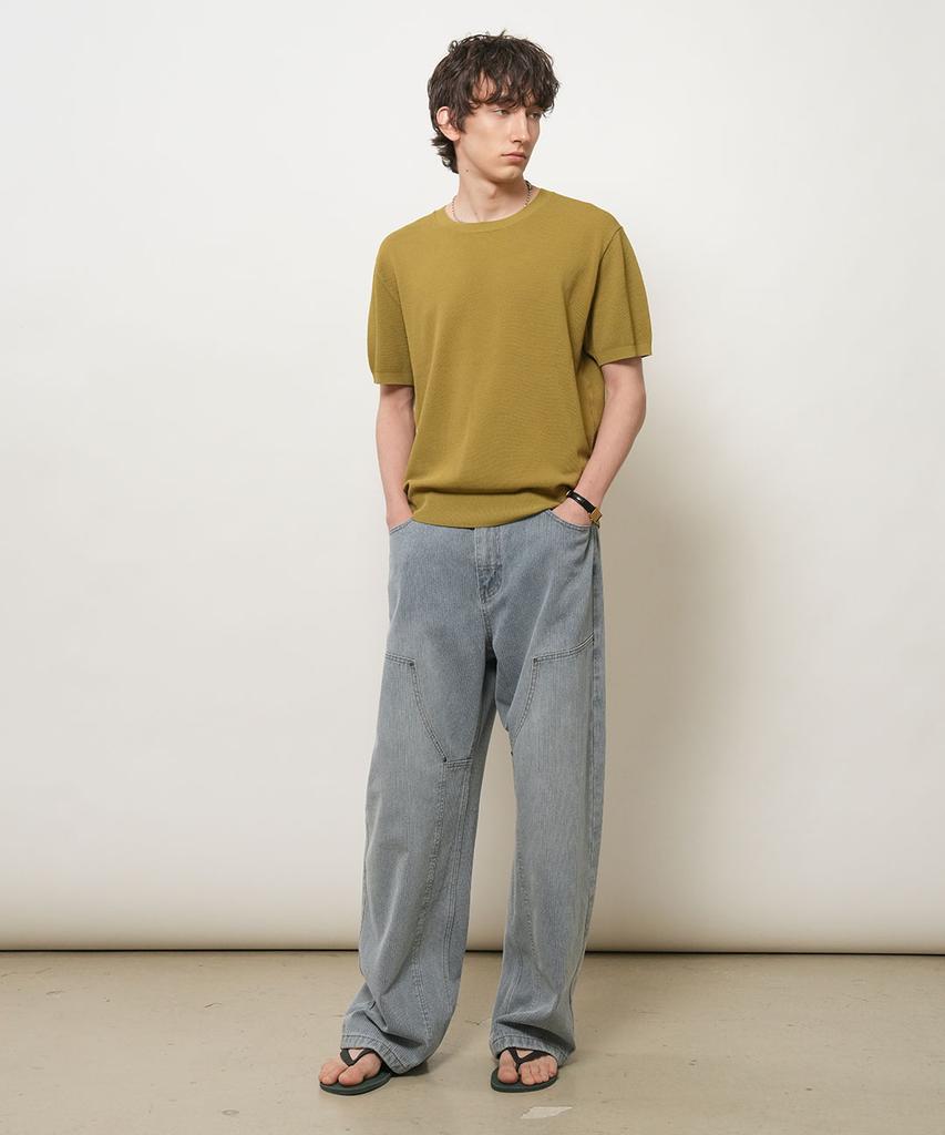 GENERALIDEA Man Temperature Cut Cool Classic Crew Neck Half Knit [Olive] / Gf2Mkp022