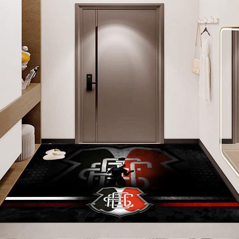 Sao Paulo FC Crest Honeycomb Texture Print Area Rug Brazilian Soccer Fan Non Slip Rectangular Floor Mat Gaming Room Football Fan Home Decor Rug