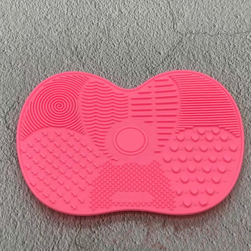 Чистый цвет, силиконовая чистящая подушечка для яблока с присоской, противоскользящая маленькая косметическая кисточка для макияжа, чистящая подушечка для макияжа