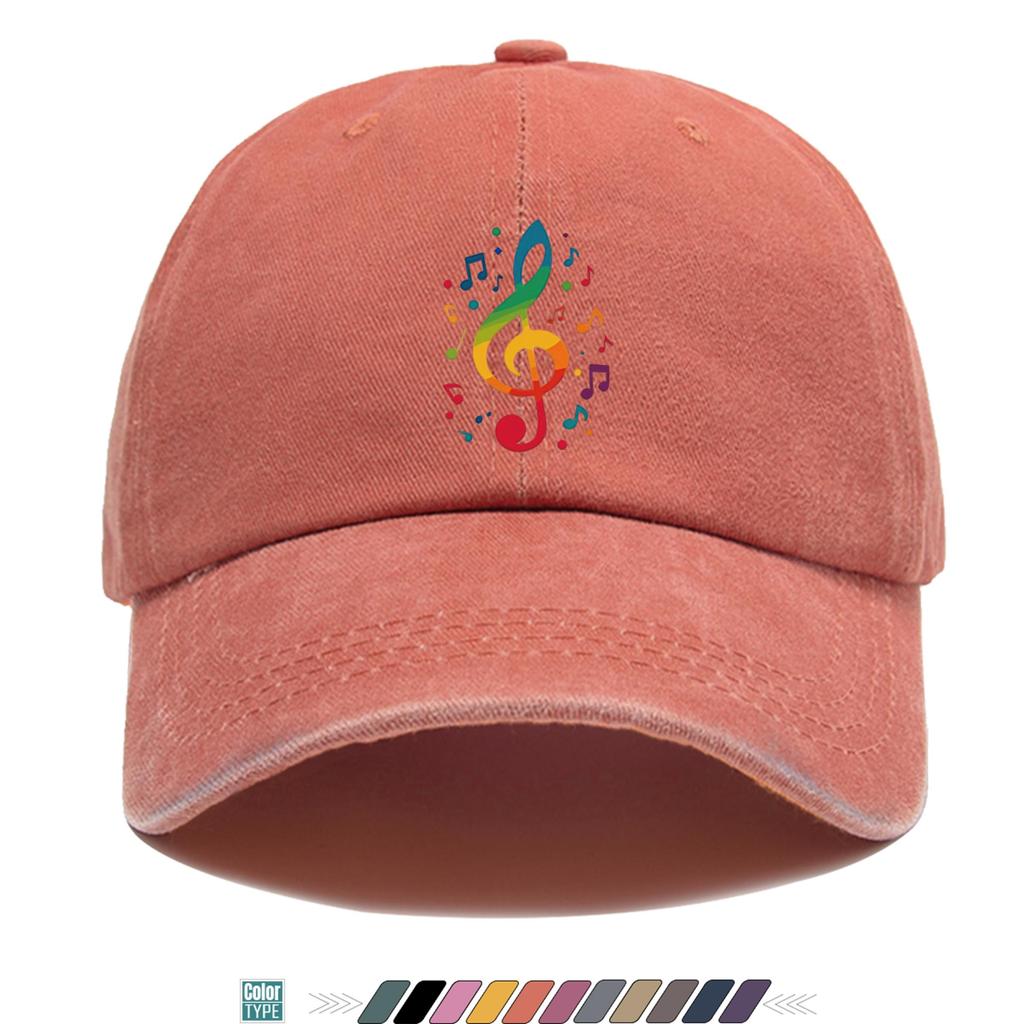 pc Rainbow Treble Clef Print Baseball Cap Trucker Hat Comfortable and Breathable Stylish and Beautiful Cartoon Game Black C