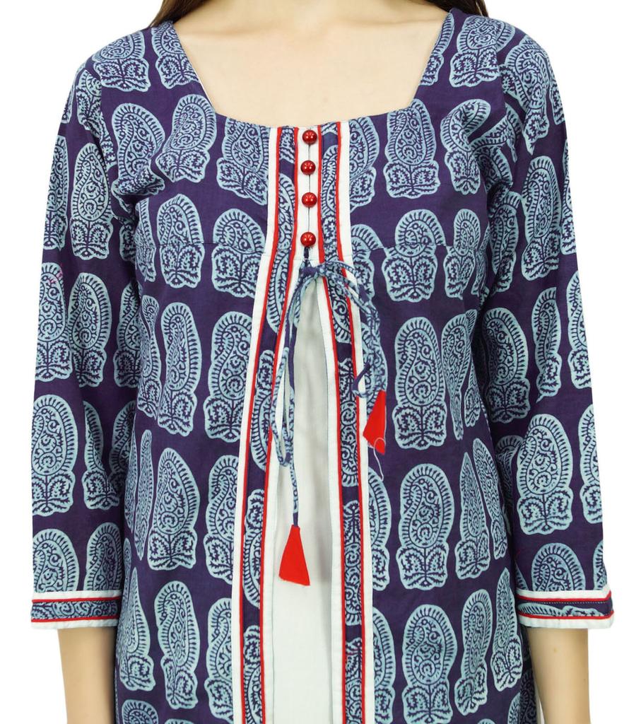 Phagun Block Pattern Cotton Designer Kurta Ethnic Top Tunic Dress Kurti