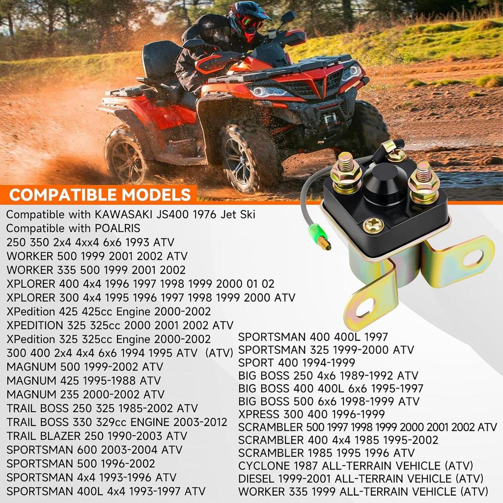 Реле-соленоид стартера AHL для Polaris Sportsman 500 1996-2002 Sportsman 600 2002-2003 Xpress 300 400 1996-1999 Trail BOSS 330 2003-2012 Trail Blazer