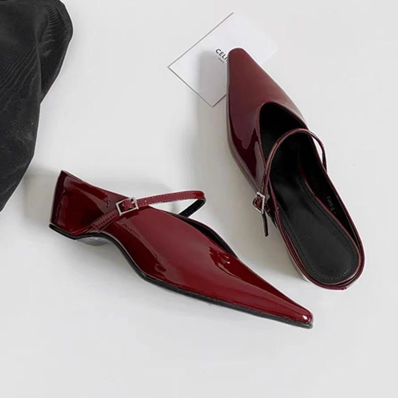 Fashion Pointed Toe Women Mules Shoes Wedges New Party Slippers Trend Luxury Sandals Summer Designer 2025 Brand Woman Slingback Shoes