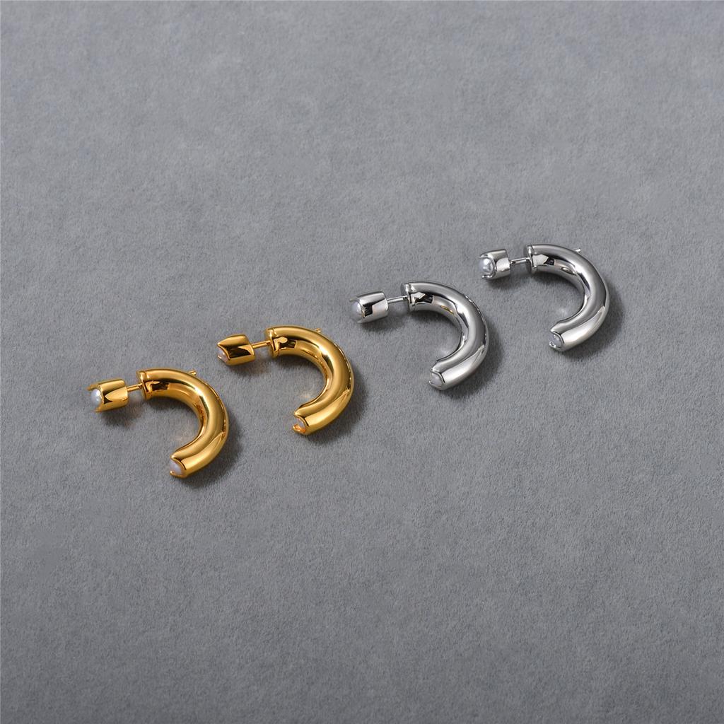 Серьги-пусеты в форме полукруга с жемчугом, нишевый дизайн, простые и универсальные, мгновенно придают милый вид, серьги для стильных девушек, для женщин