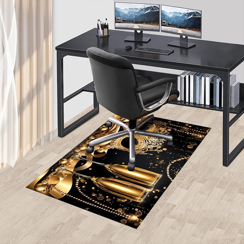 mask champagne Crystal Velvet Office chair mat Area Rug - Non-Slip, Floor Mat, Office Desk Chair Rugs,Christmas Gift-1106078