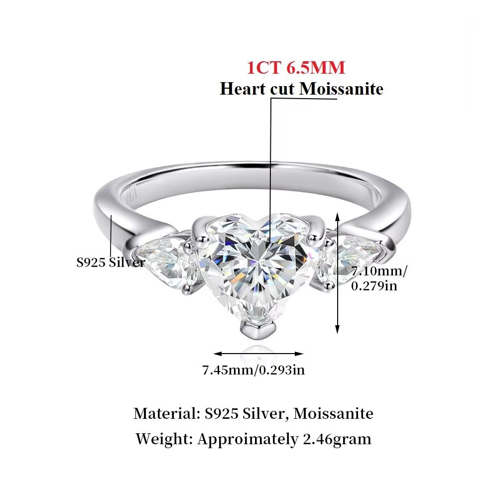 Halaile1-4CT D Цвет Муассанит S925 Серебро Кольцо Сердце Любви Классическое Тонкое Ювелирное Изделие Женское Свадебное Элегантный Подарок