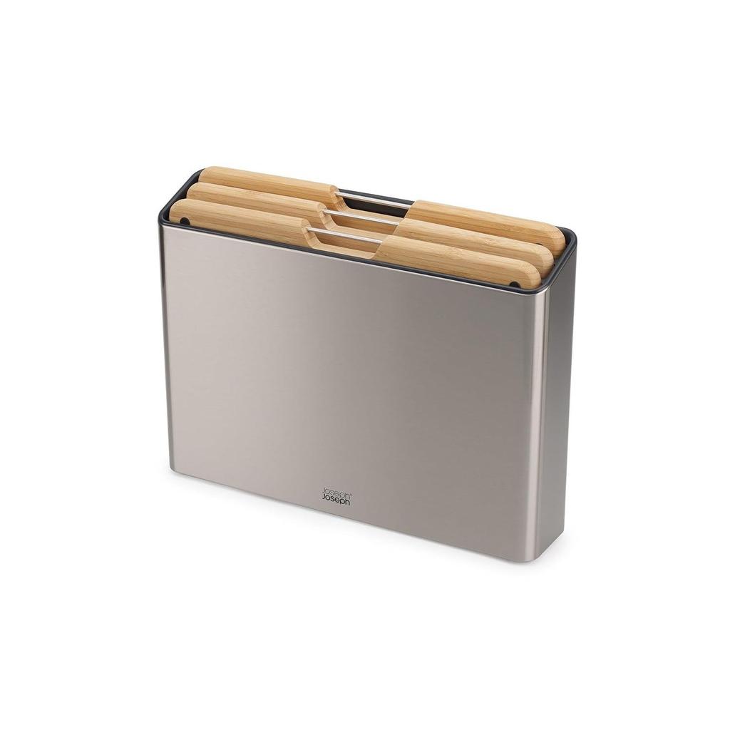 Joseph cutting board set 3 Folio Bamboo large 3828.7cm non-slip feature antibacterial double-sided use stainless storage case stand type kitchen tools