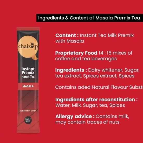 Chaizup Premium 1 Min Instant Masala Tea Premix - 20 пакетиков | Ароматы масалы | 20 порций | 280 г (Упаковка из 2 шт.)