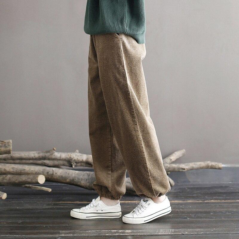 Johnature Женские свободные однотонные повседневные брюки, винтажные брюки с эластичной резинкой на талии, весенние удобные брюки