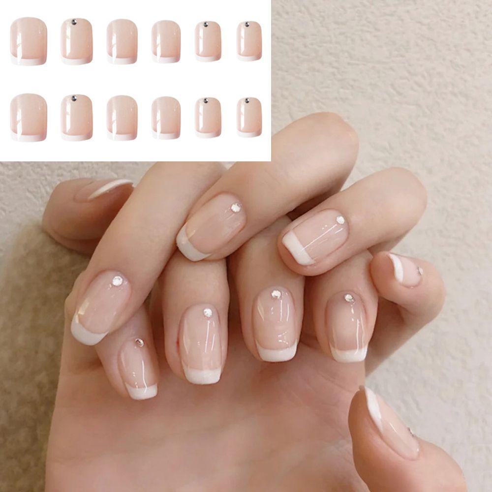 Съемный маникюрный инструмент Искусственные носимые типсы для ногтей Французские квадратные накладные ногти Искусственные ногти