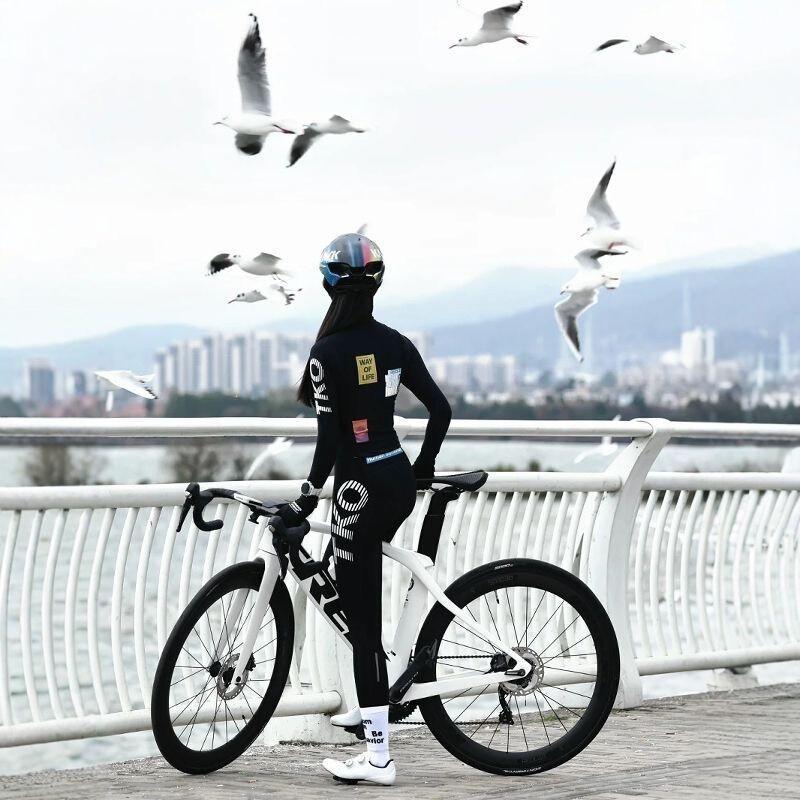Mens Womens Quick-Dry Cycling Jersey Long Sleeve Breathable Road Bike Top Ride