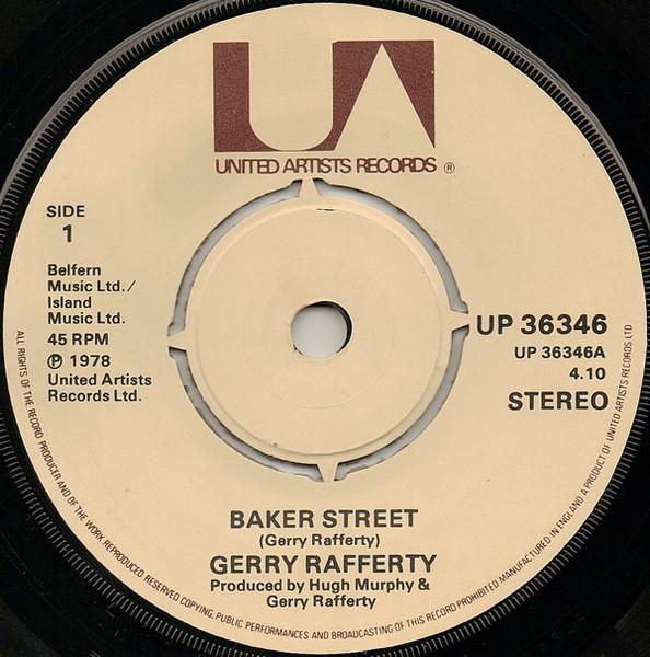7-дюймовая пластинка GERRY RAFFERTY - Baker Street UP36346 United Artists 1978 UK Рок Б/У
