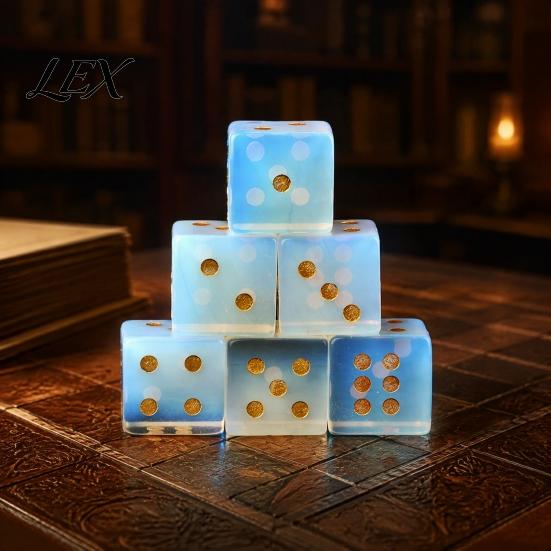 Board Game Dice Natural Stone with Golden Dots, Mini Healing Faux Decorative Crystal Dice, Carved 6-Sided for Tabletop Handmade