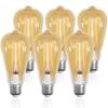 LUTW ST64 LED Bulbs, E26 Base, 60W Equivalent, Edison Bulbs, 6W, 620lm, 2700K, Warm White, Omnidirectional, Non-Dimmable, PSE Certified, Amber, Pack