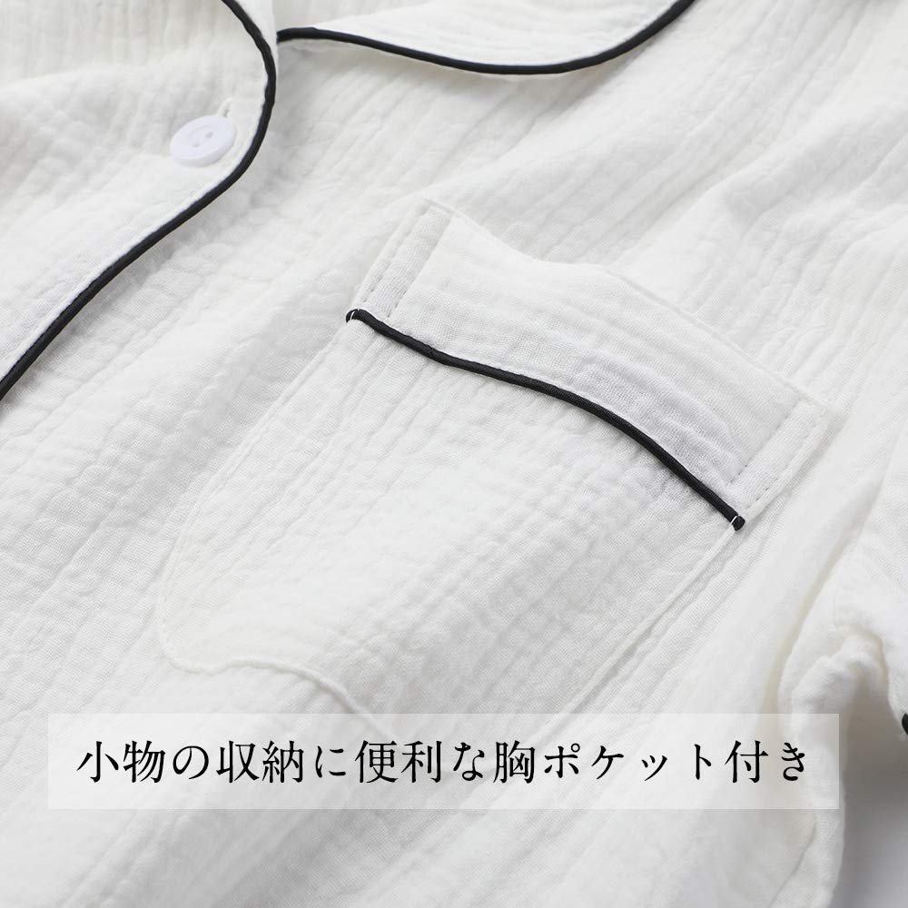 Пижама из марли для комнаты, рубашка с коротким рукавом и шорты, двухслойная, быстро впитывает пот, мягкая на ощупь, легко надевать и носить весной и летом [Hilltop Cloud]