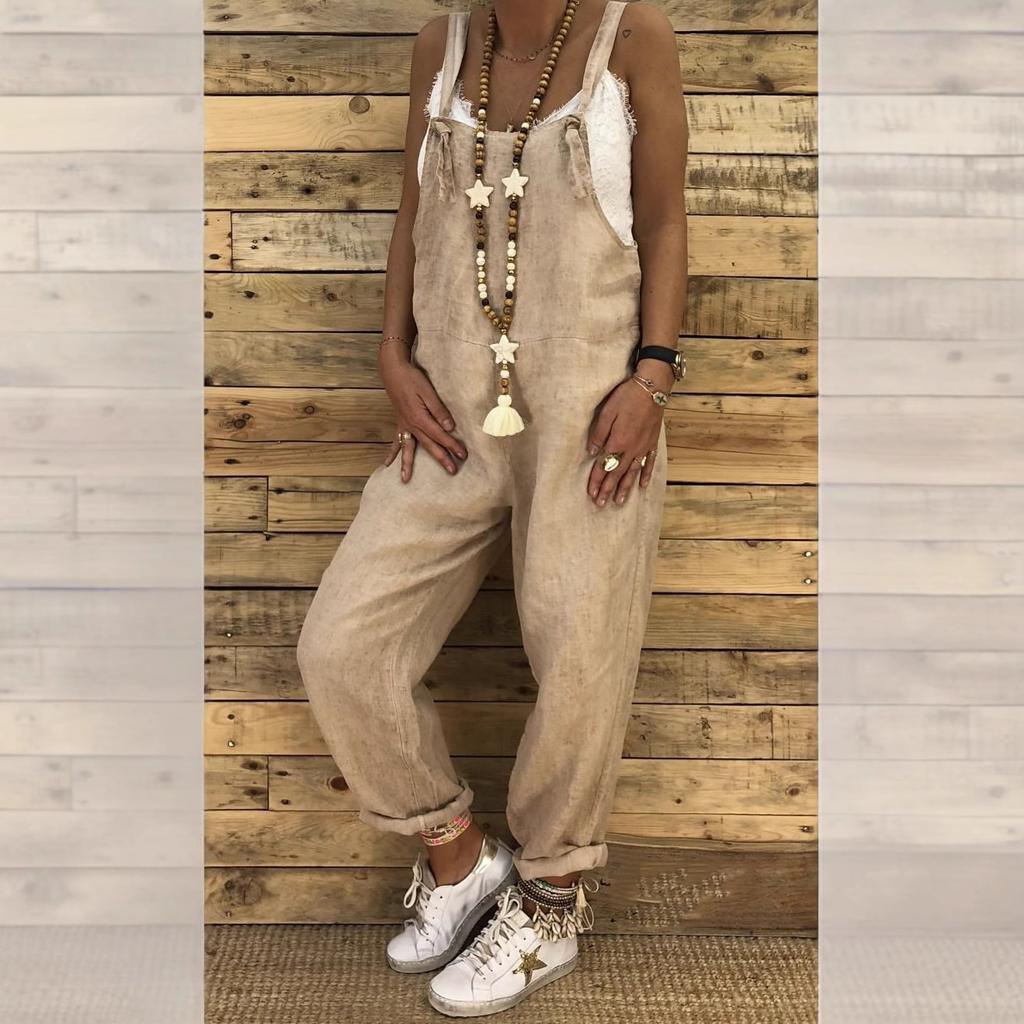 Комбинезон на подтяжках для пышных форм 2025 - Свободный крой, широкие бретели, регулируемые завязки, бохо брюки палаццо большого размера для пляжа и улицы