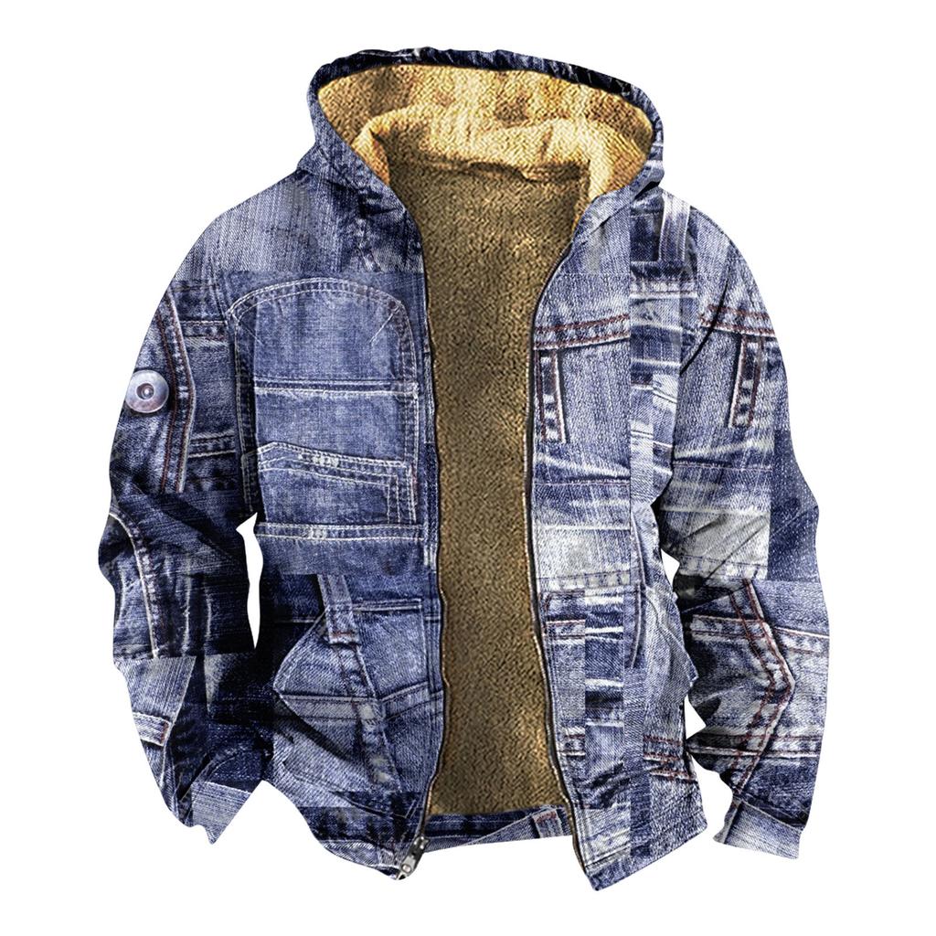 Мужской индивидуальный повседневный свитер на молнии с длинным рукавом и принтом, толстый хлопковый костюм, зимний костюм