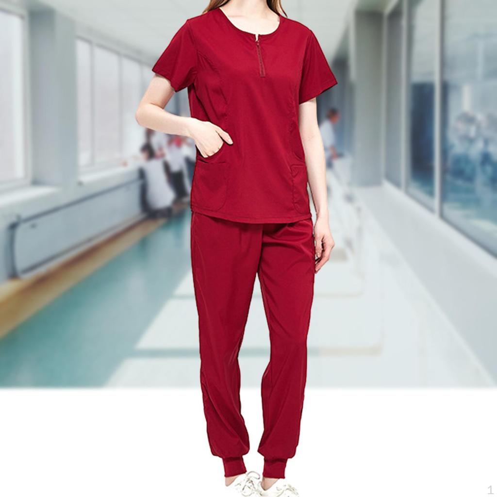 Женский комплект скраба, рабочая одежда для медсестры, прочная одежда с короткими рукавами и карманами, костюм, топ и