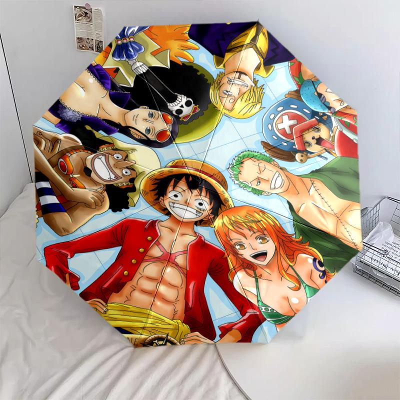 1 шт. Автоматический складной зонт - С рисунком из аниме One Piece, портативный, складная конструкция, 8 спиц, рождественские и новогодние подарки