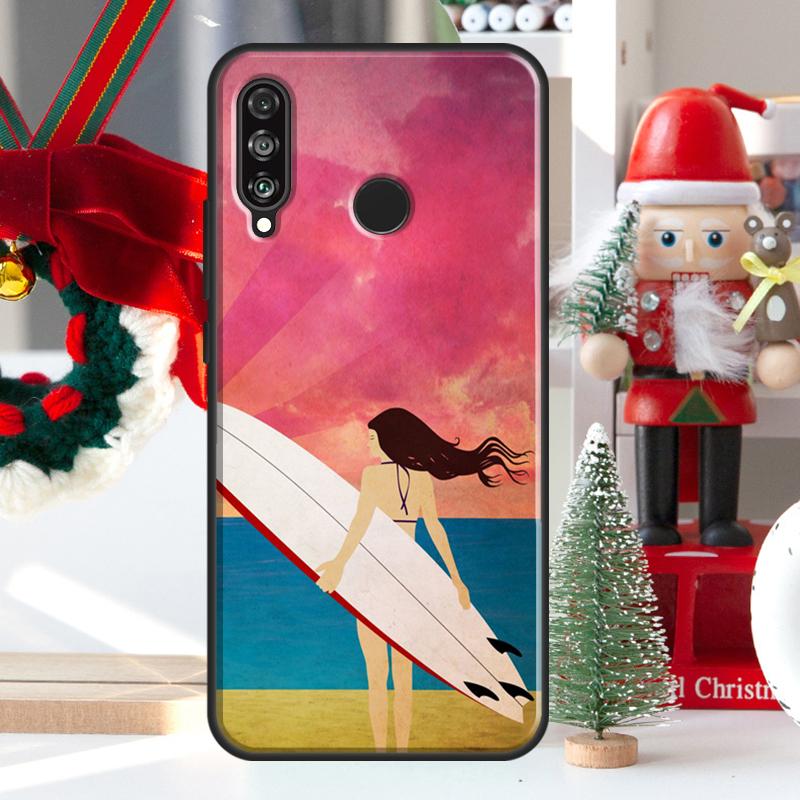 ГАВАЙСКИЙ ПЛЯЖ ДЕВУШКА-СЕРФЕРКА СЕРФИНГ ИСКУССТВО Для Huawei Nova 9 10 SE 11 Pro Y60 Y70 Y90 Y61 Y91 Y72 Y73 12i 11i 8i P20 P30 P40 Lite Чехол