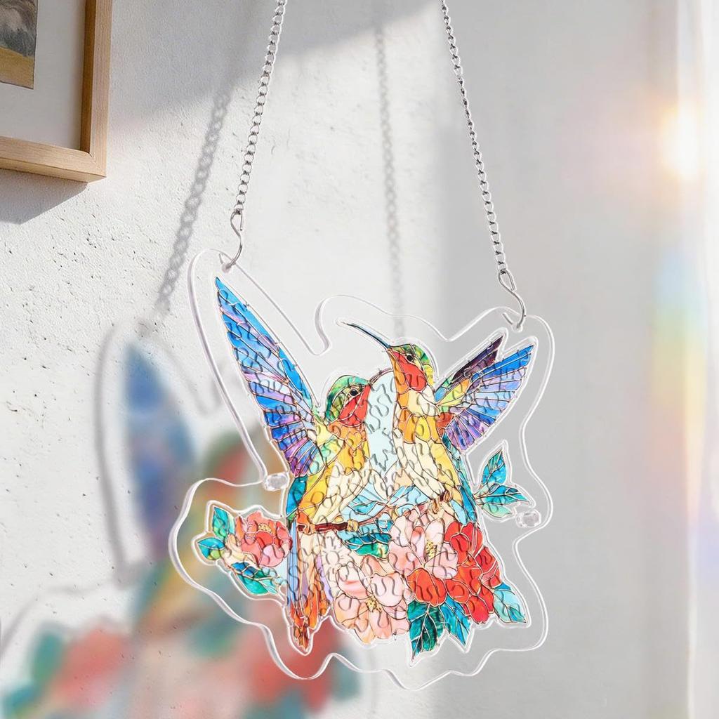 Acrylic Puzzles Toy Double Sided Sun Catcher Acrylic Puzzles DIY Creative Jigsaw Puzzle Pendant for Women Men Mom Birthday Gift