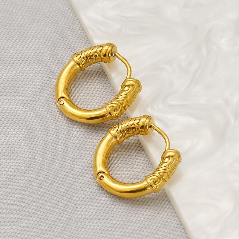 Новые модные золотые серьги-кольца темперамент ретро благоприятные серьги в виде облаков золотые титановые стальные пряжки для ушей для женщин
