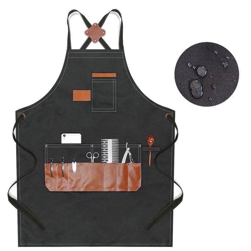 Waterproof Canvas Multi Pocket Barber Apron Men's and Women's Painting Work Clothes Anti Fouling Apron for Coffee