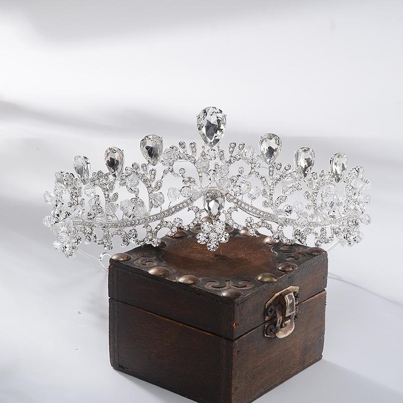 New Crown Bridal Jewelry Simple Alloy Crystal Tiara Hair Accessories Wedding Dress Accessories