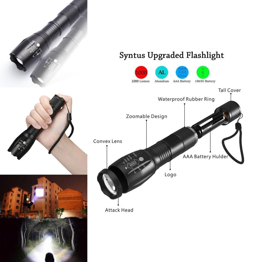 Ultra Bright 1000 Lumens Tactical Military Led Flashlight With Zoom Function