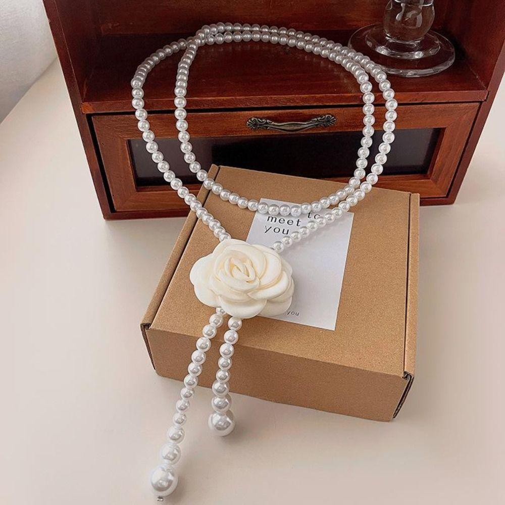 Платье Декоративный Эластичный Пояс Камелия Цветок Жемчуг Талия Цепочка Одежда Принадлежности