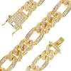 12mm Stainless Steel Gold Chains CZ Fully Iced-Out Miami Cuban Link Necklace 18"-30"