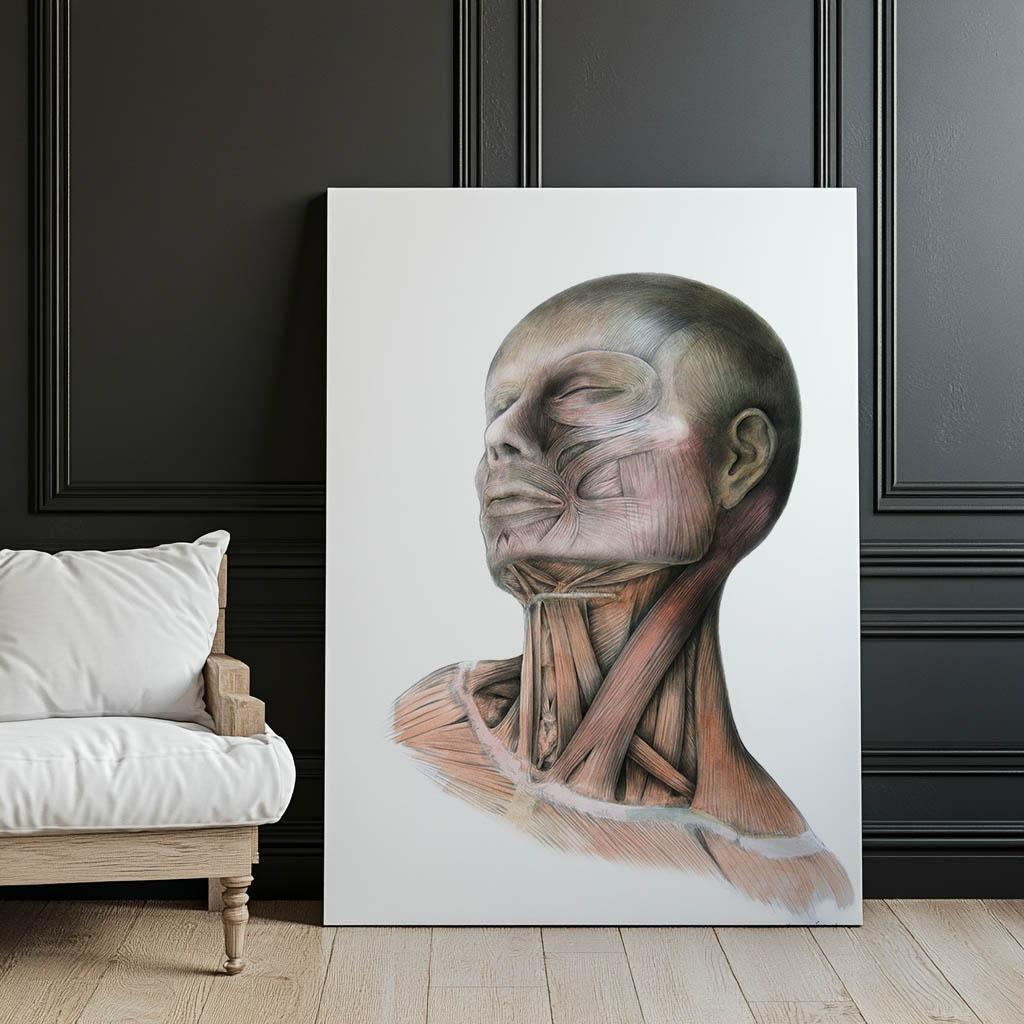 Neck Muscles - Anatomical Poster Neck Muscles - Anatomical Poster, 30X40 Cm, Black Aluminum Frame, 230 Gsm Matte Paper