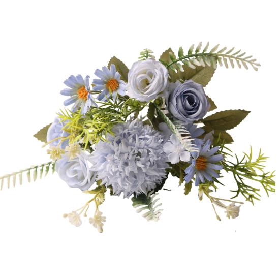 Artificial Flowers High Simulation Silk Petals Real Touch Adjustable Iron Wire Stems Mixed Roses Hydrangeas Daisies Maintenance-Free Home Decor Gifts