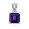 CERTIFIED Natural Purple Amethyst 24 Ct 925 Sterling Silver Gems Square Pendant AI-20-NS
